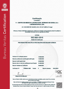 Certificate ISO 9001:2015  Centro de Medicina Laboratorial Germano de Sousa - LABDIAGNÓSTICA